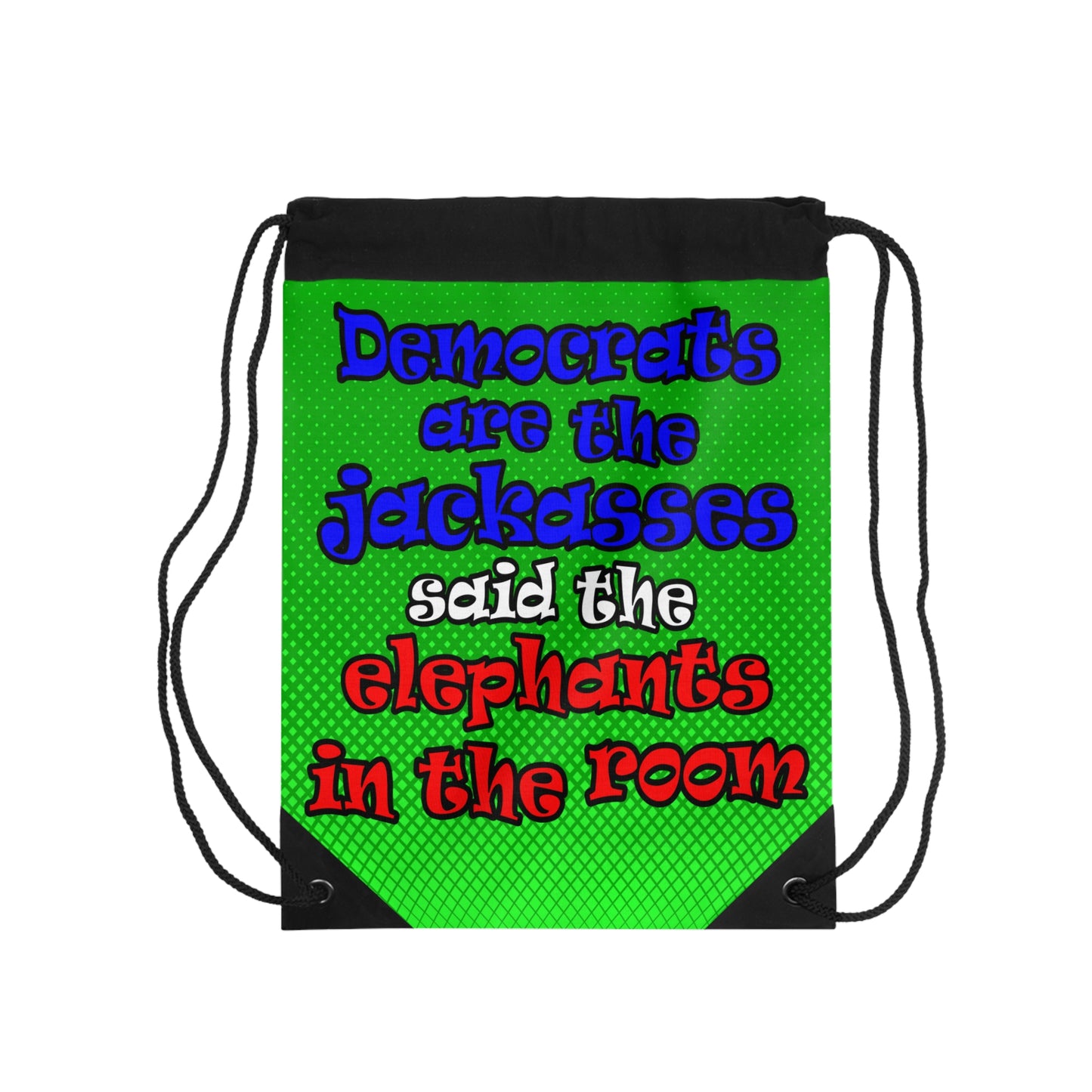 donkeys and elephants - Drawstring Bag (logo green)