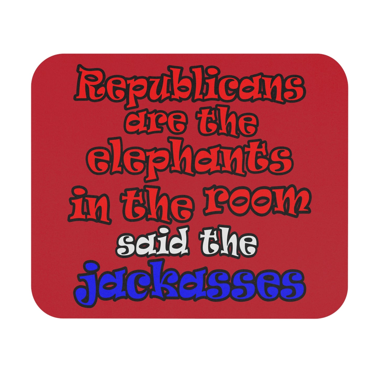 donkeys and elephants - Mouse Pad (Rectangle) (dark red)