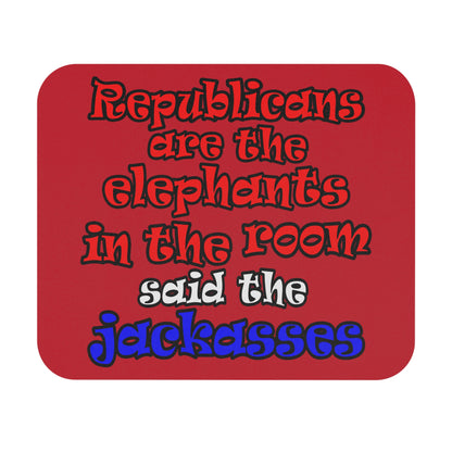donkeys and elephants - Mouse Pad (Rectangle) (dark red)