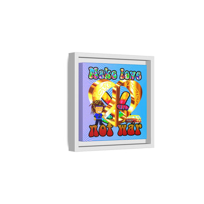 love peace - framed canvas art (light blue-purple wave)