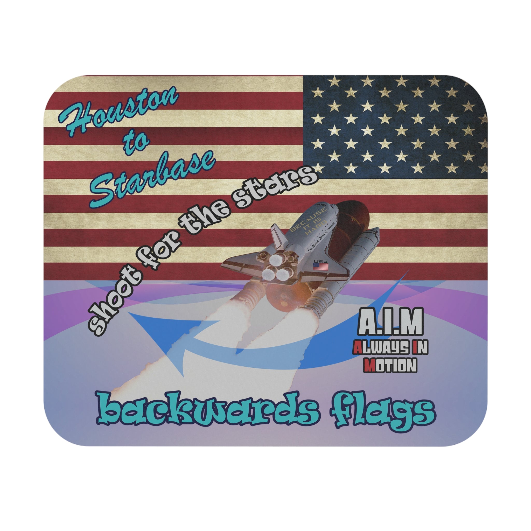 shoot for the stars - Mouse Pad (Rectangle) - (light blue-pink wave)