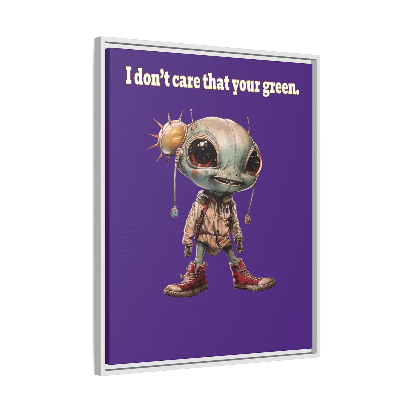 I don't care that your green - framed canvas art (purple)