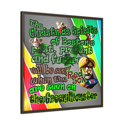 christmas spirits of boston - framed canvas art (rainbow split)