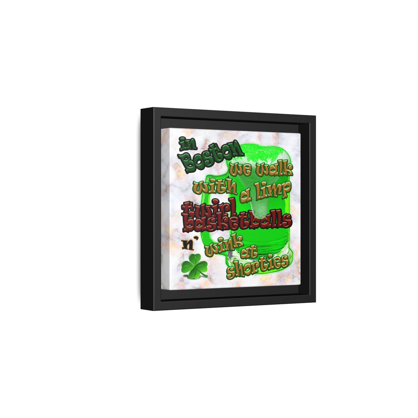 celtics logo - framed canvas art (white marble)