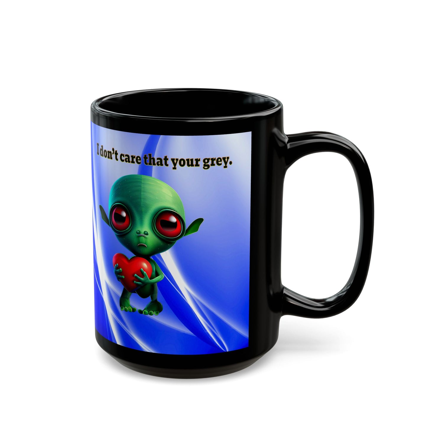 I don't care that your grey - Black Mug (blue-white wave)