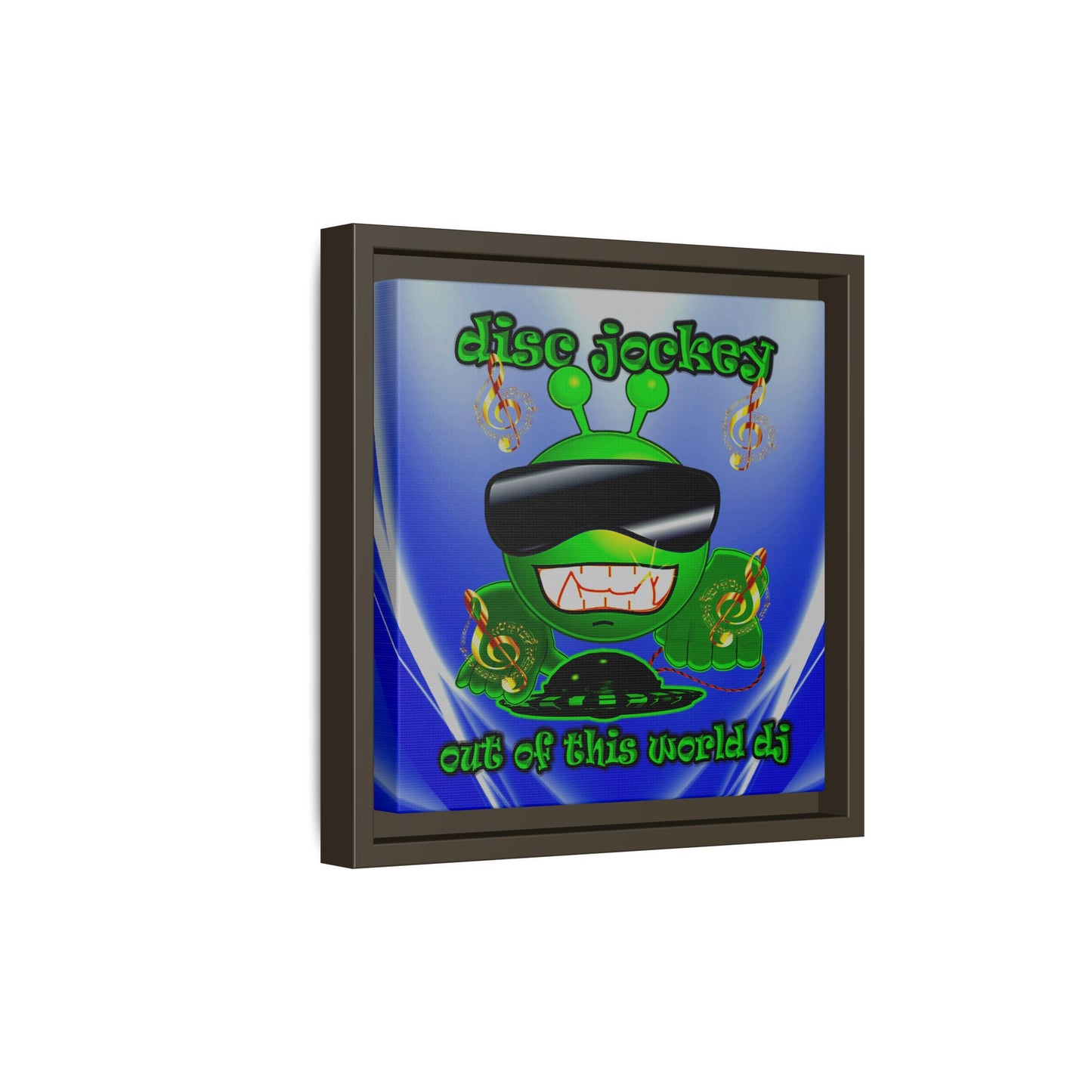 disc jockey - framed canvas art (blue-white wave)