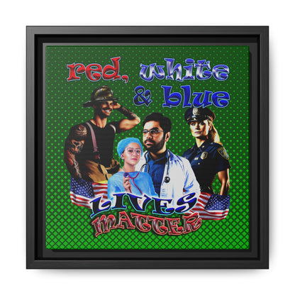 rw&b lives matter - framed canvas art (logo green)