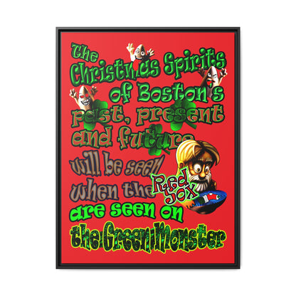 christmas spirits of boston - framed canvas art (red)