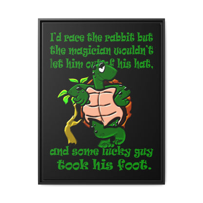 turtle race - framed canvas art (black)