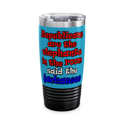 donkeys and elephants - Ringneck Tumbler, 20oz (turquoise)