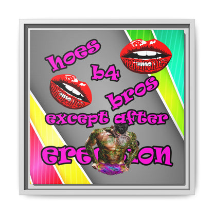 hoes b4 bros - framed canvas art (rainbow split)