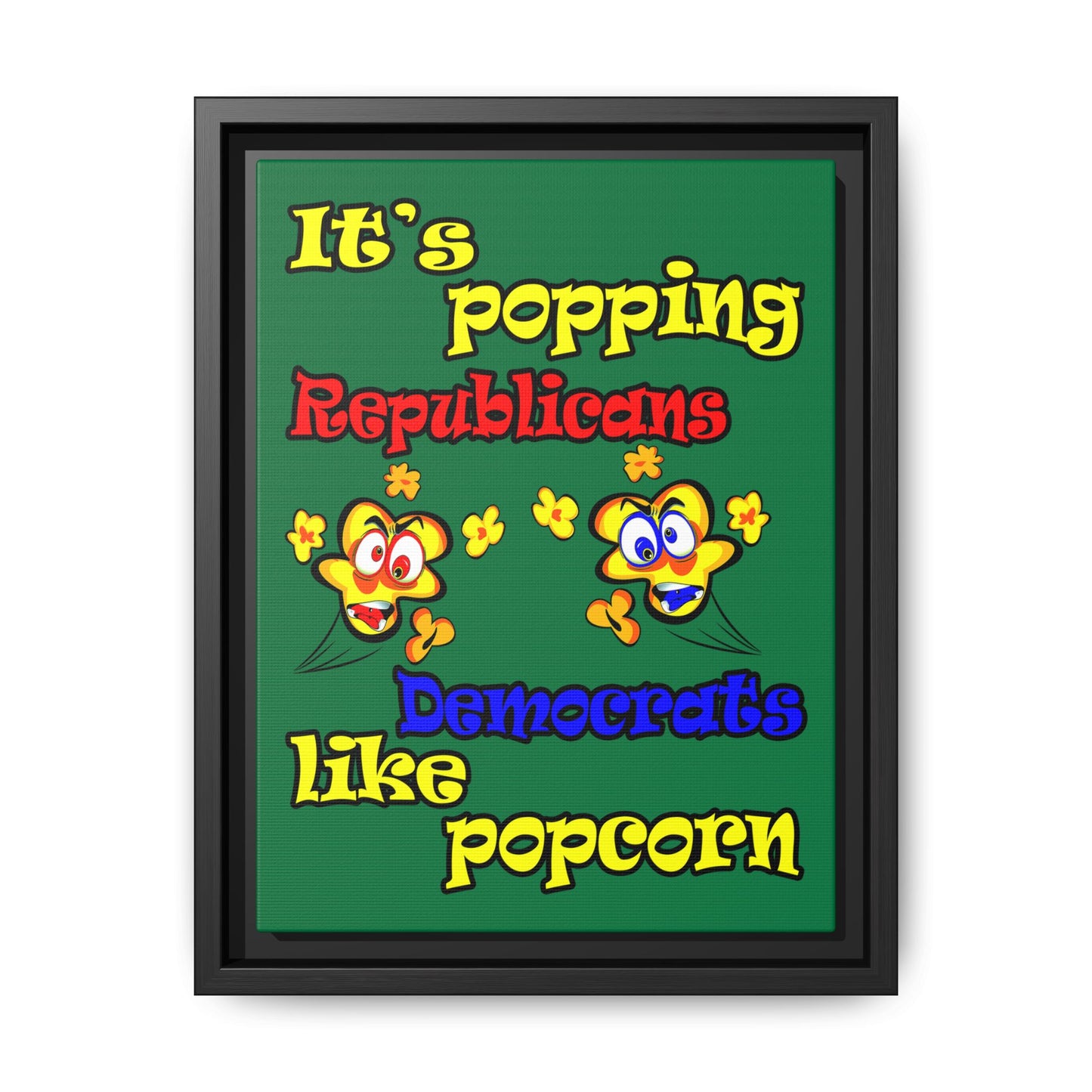popping like popcorn - framed canvas art (dark green)