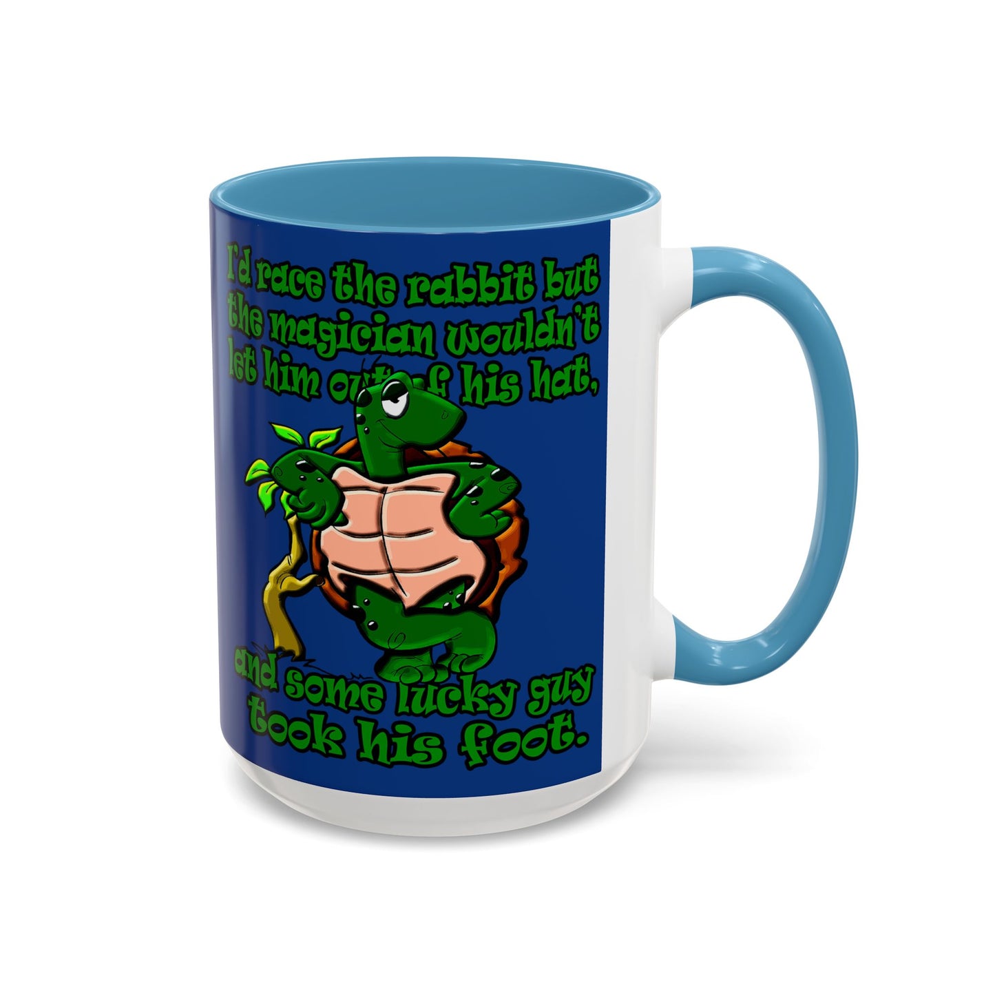 turtle race - Accent Mug (dark blue)