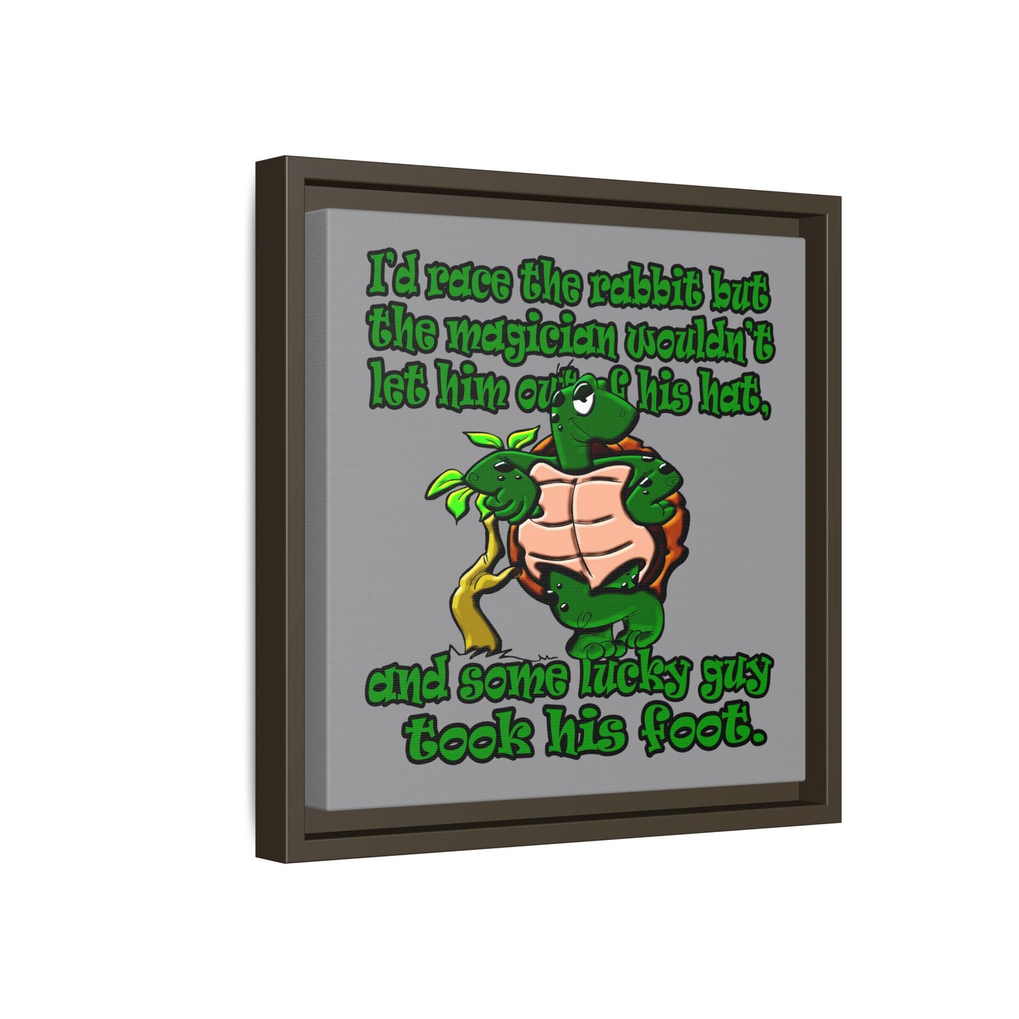 turtle race - framed canvas art (grey)