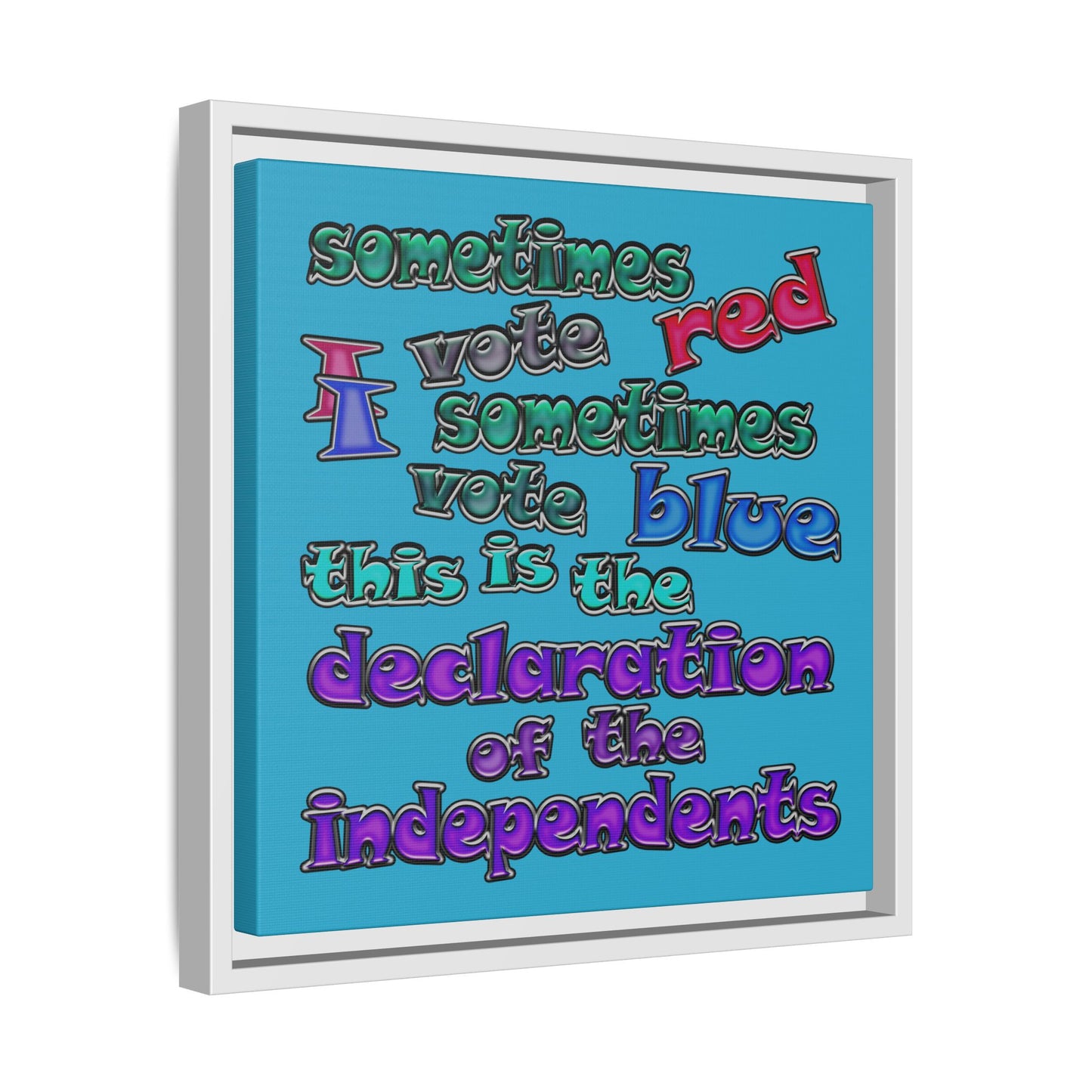 declaration of the independents - framed canvas art (turquoise)