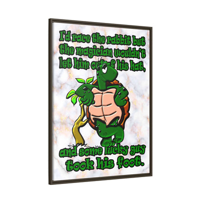 turtle race - framed canvas art (white marble)