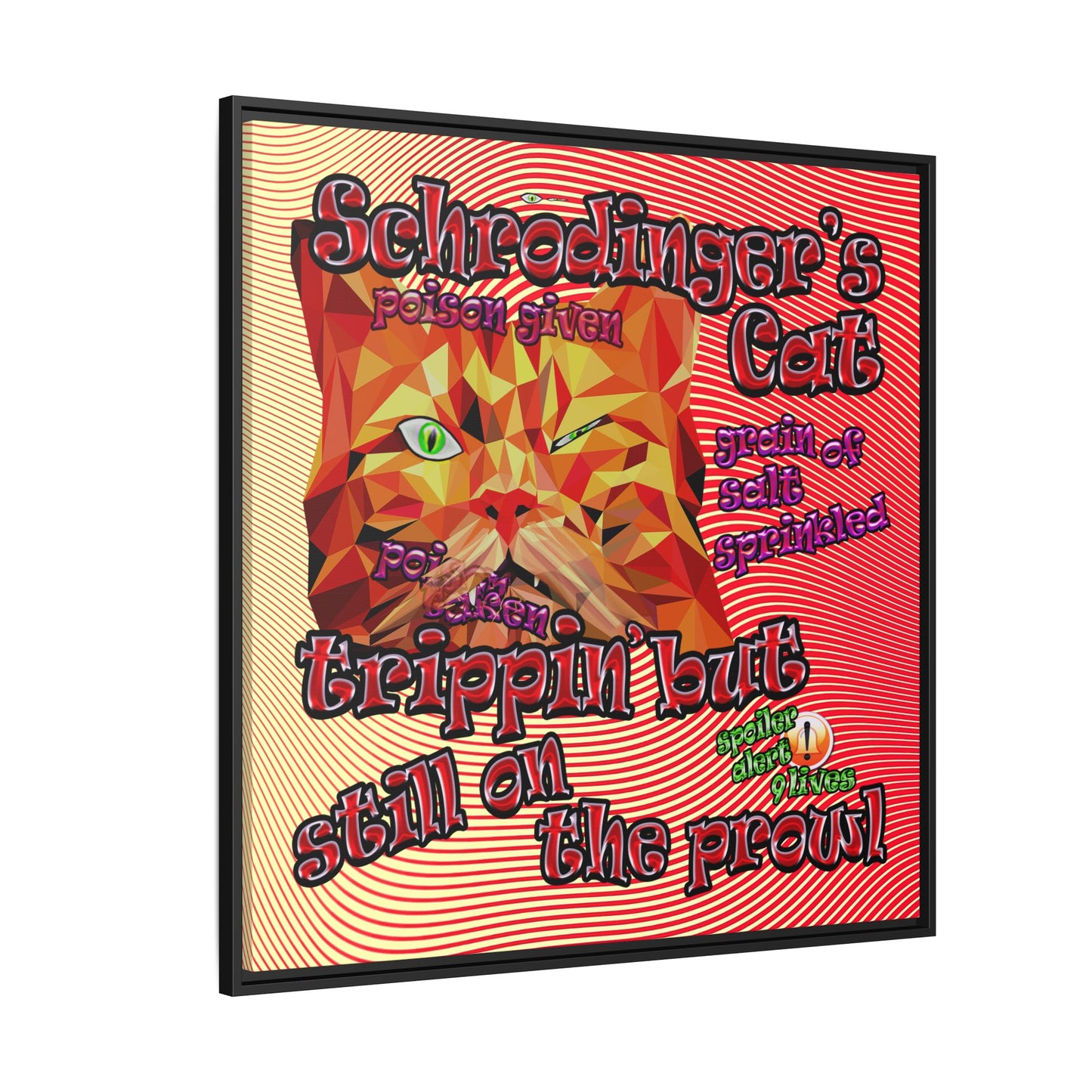 schrodinger's cat - framed canvas art (yellow-orange wave)