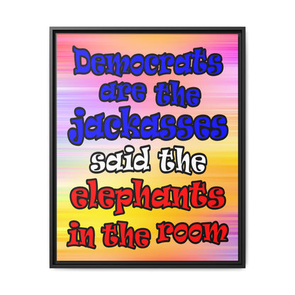 donkeys and elephants - framed canvas art (color blur)