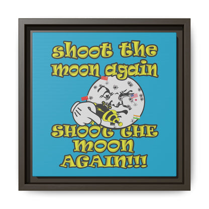 shoot the moon again - framed canvas art (turquoise)