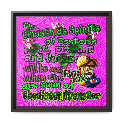 christmas spirits of boston - framed canvas art (pink swirl)
