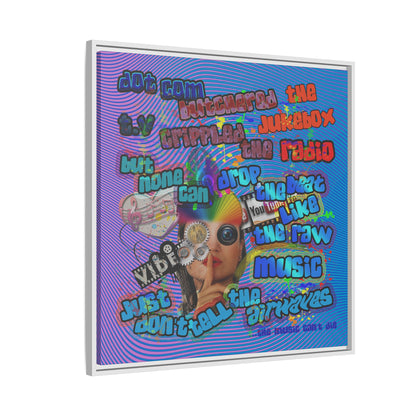 drop the beat - framed canvas art (light blue-purple wave)