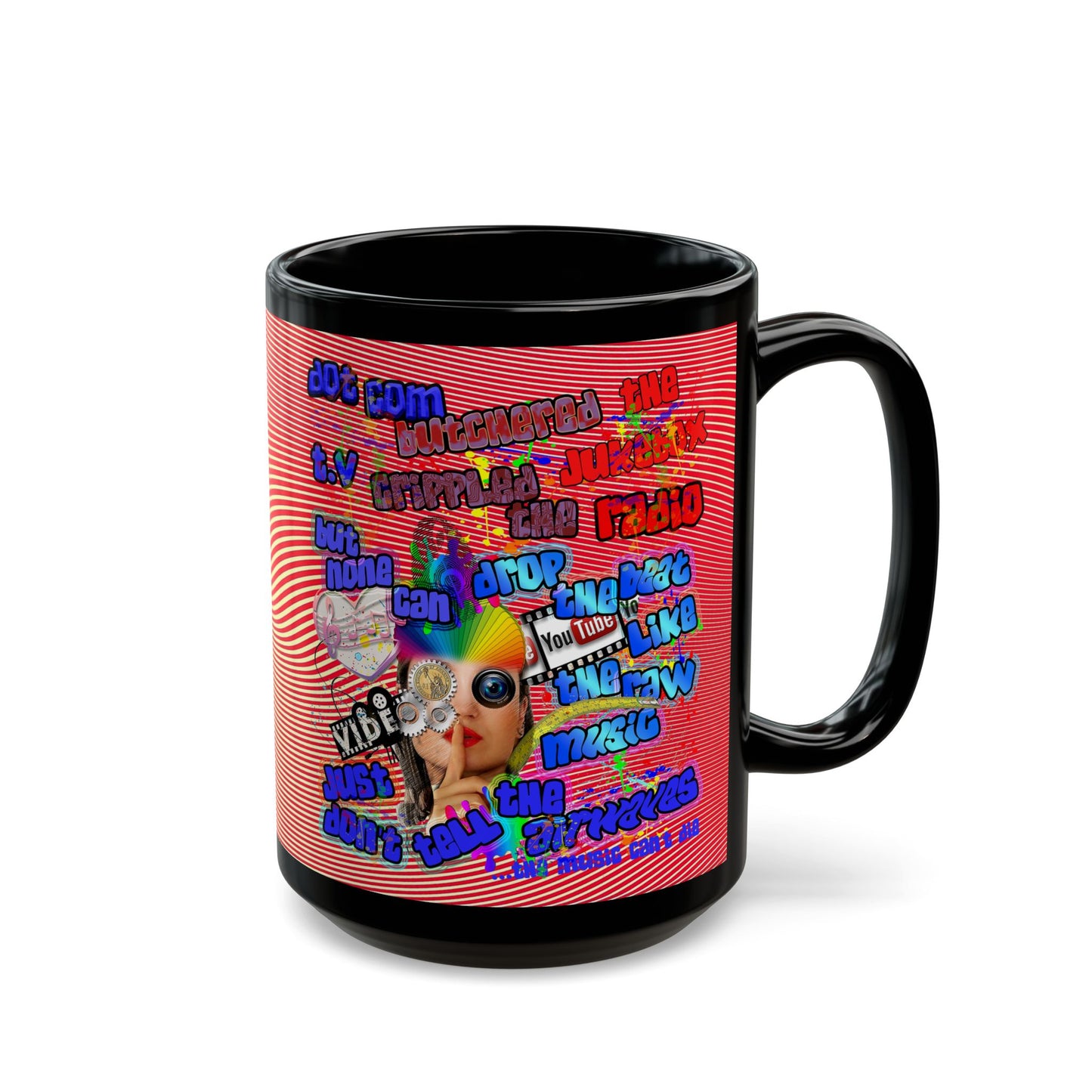 drop the beat - Black Mug (yellow-orange wave)