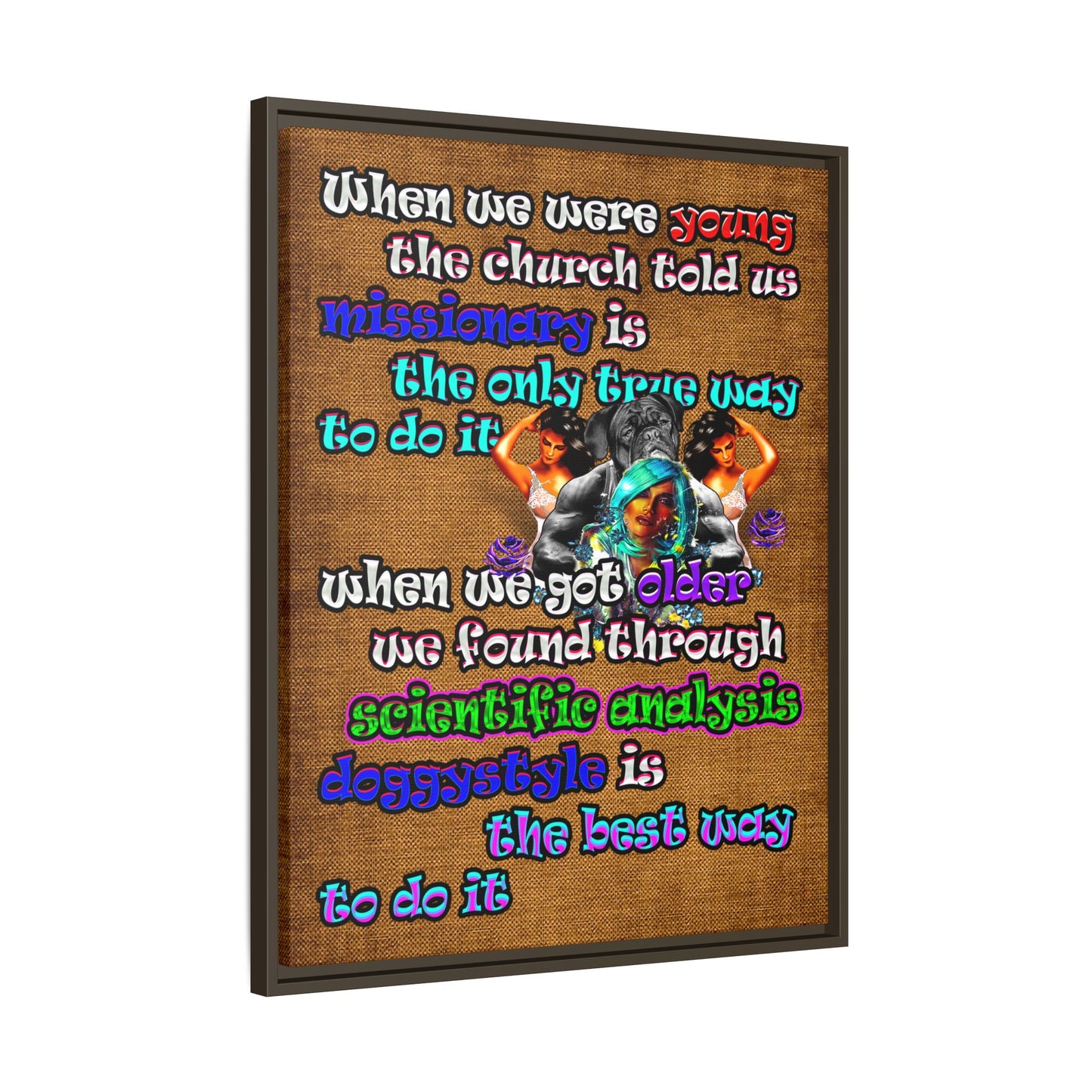 doggystyle - framed canvas art (brown papyrus)
