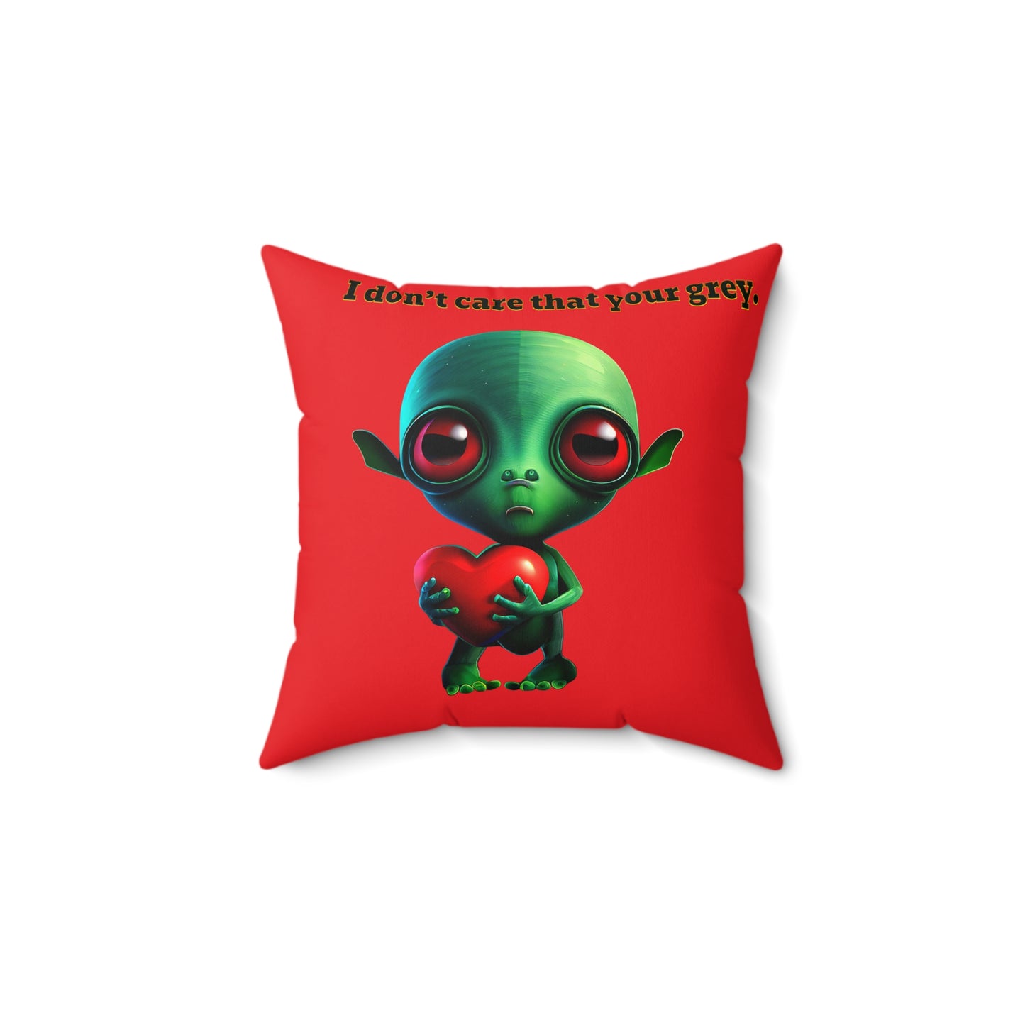 I don't care that your grey - Faux Suede Square Pillow - (red)