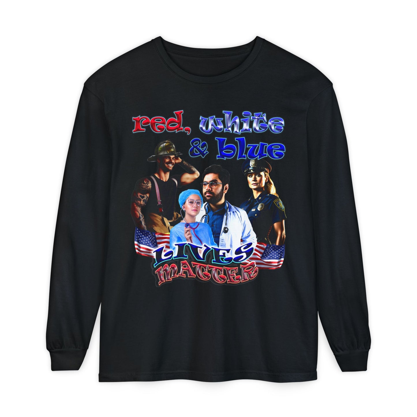 rw&b lives matter - Unisex Garment-dyed Long Sleeve T-Shirt
