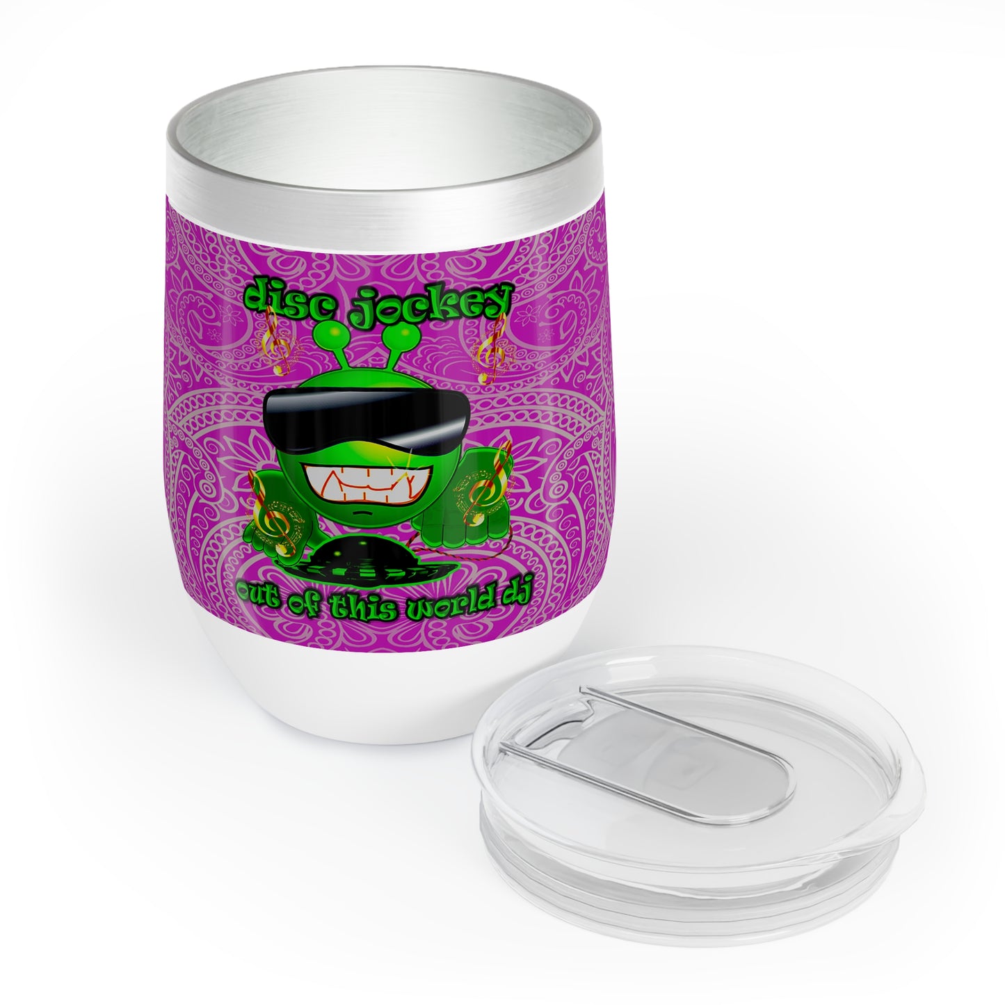 disc jockey - Chill Wine Tumbler (pink swirl)