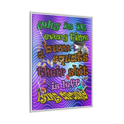 the bum's shit - framed canvas art (purple wave)