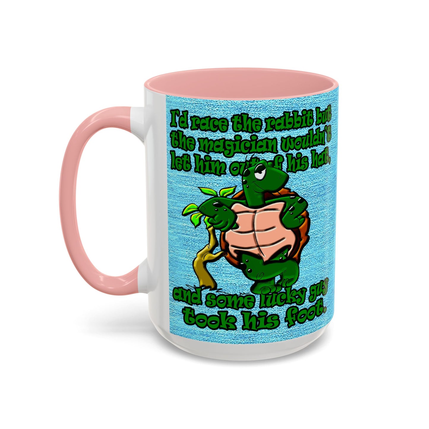 turtle race - Accent Mug (faded dark blue)