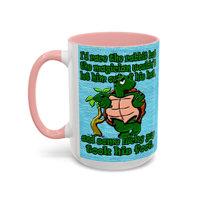 turtle race - Accent Mug (faded dark blue)