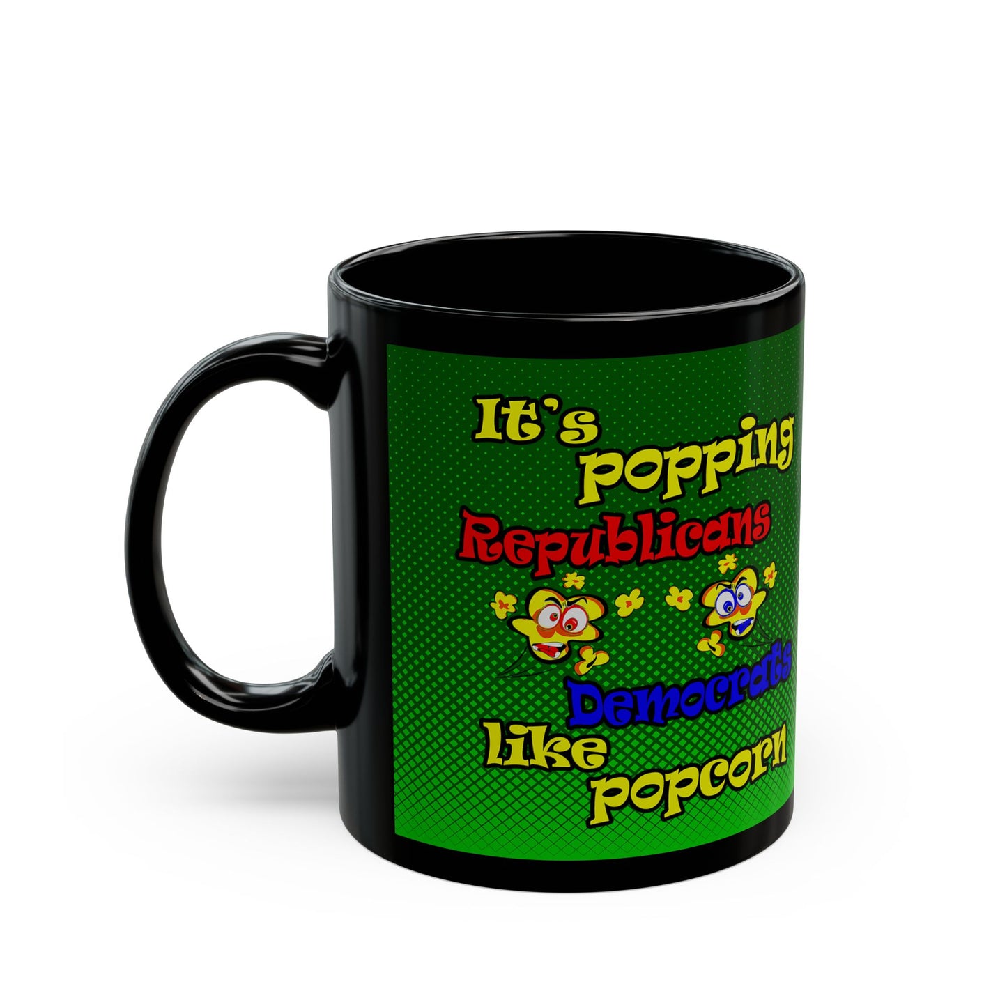 popping like popcorn - Black Mug (logo green)