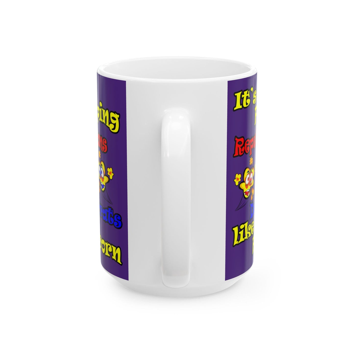 popping like popcorn - White Mug (purple)