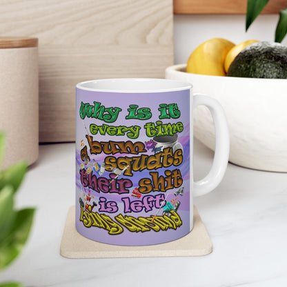 the bum's shit - White Mug (light blue-pink wave)