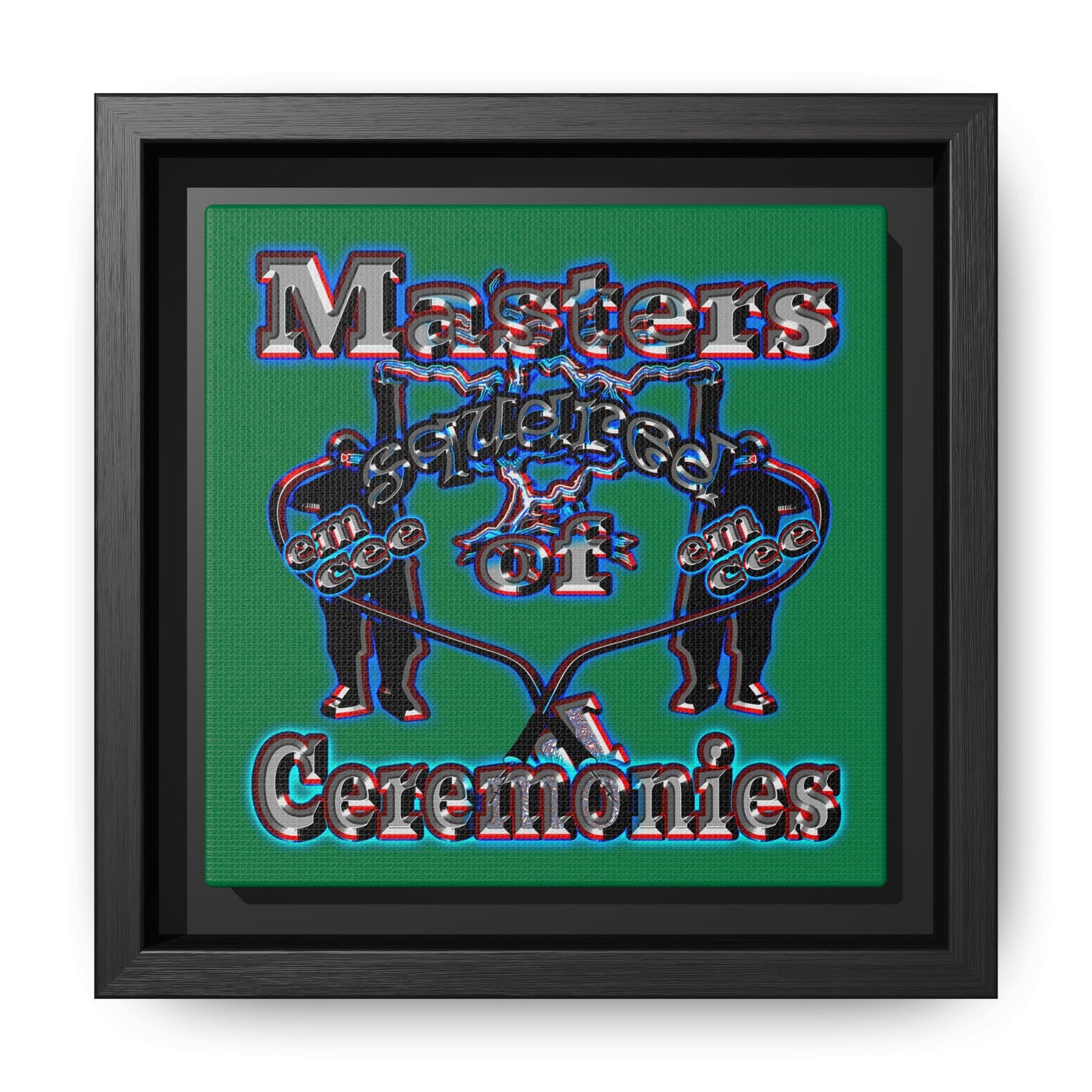 em cee squared - framed canvas art (dark green)