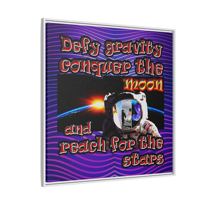 defy conquer reach - framed canvas art (purple wave)