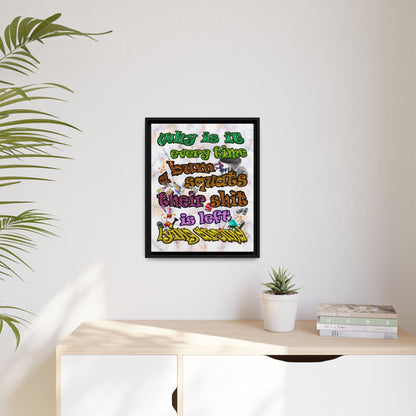 the bum's shit - framed canvas art (white marble)