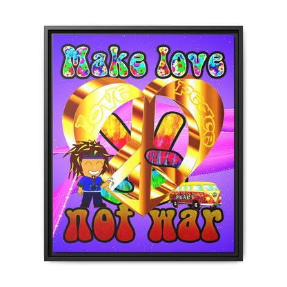 love peace - framed canvas art (purple-pink wave)