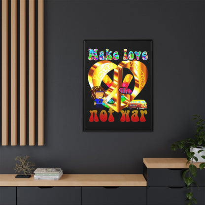 love peace - framed canvas art (black)