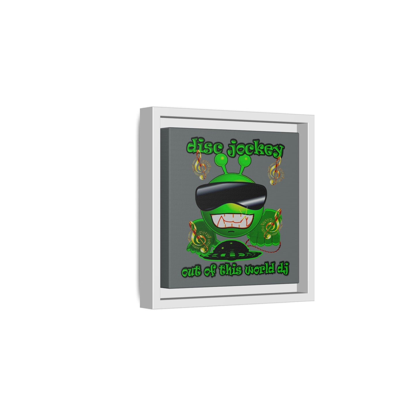 disc jockey - framed canvas art (dark grey)