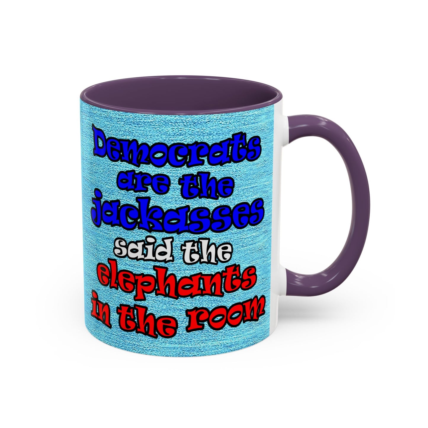 donkeys and elephants - Accent Mug (faded blue)