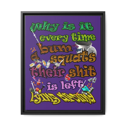 the bum's shit - framed canvas art (purple)