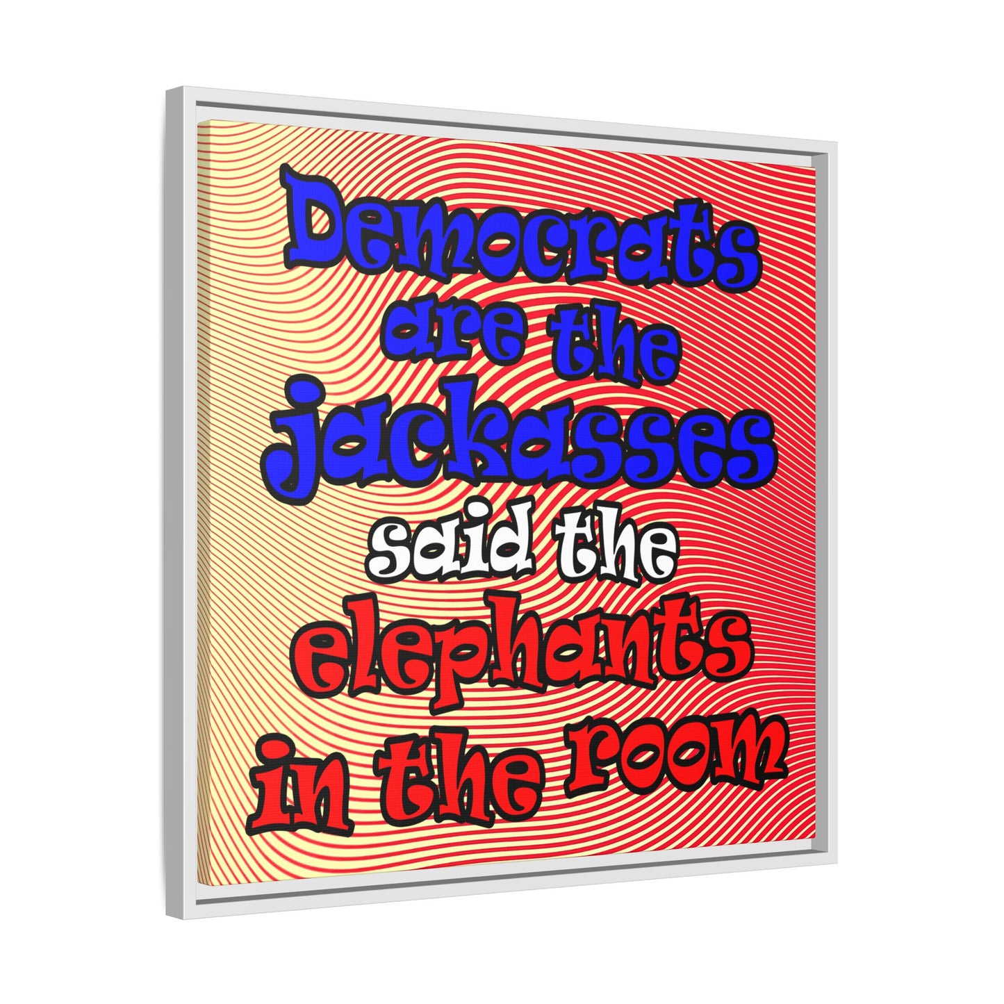 donkeys and elephants - framed canvas art (yellow-orange wave)