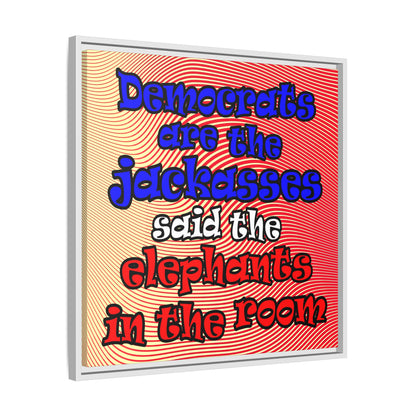 donkeys and elephants - framed canvas art (yellow-orange wave)