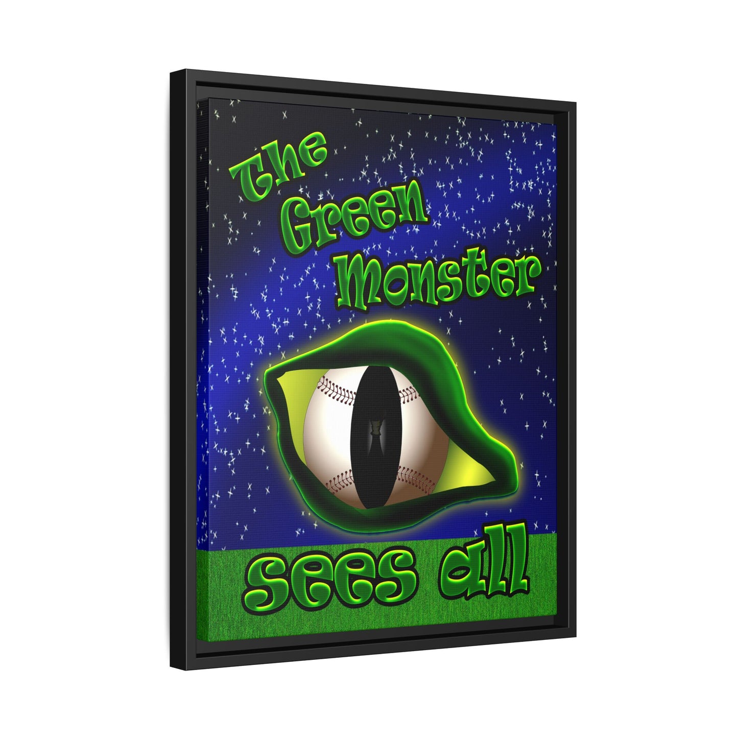 green monster - framed canvas art ('snoops' background)