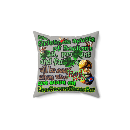 christmas spirits of boston - Faux Suede Square Pillow - (light grey)