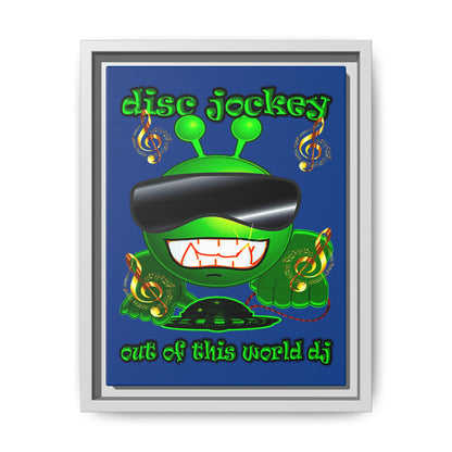 disc jockey - framed canvas art (dark blue)