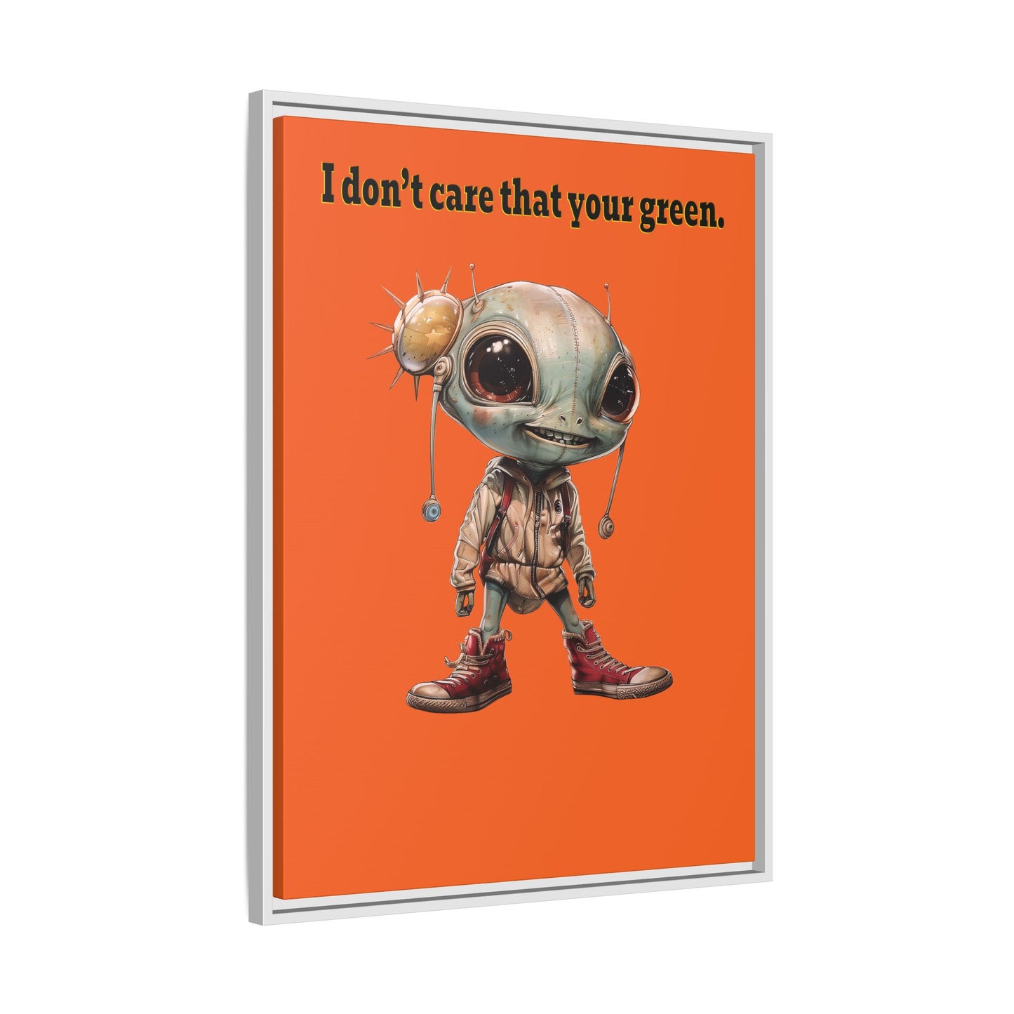 I don't care that your green - framed canvas art (orange)